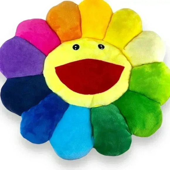 Rainbow Flower Pillow Cushion like a style TAKASHI MURAKAMI - Picture 1 of 5
